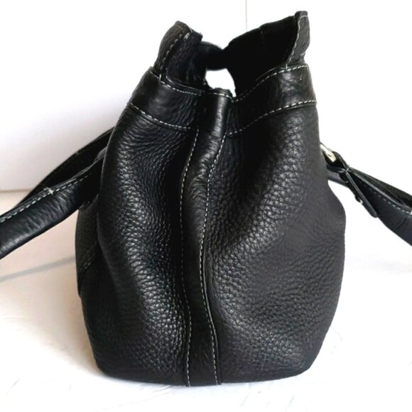 COACH Penelope Ruffled Black Pebbled Leather Satchel #13164 - Picture 5 of 14